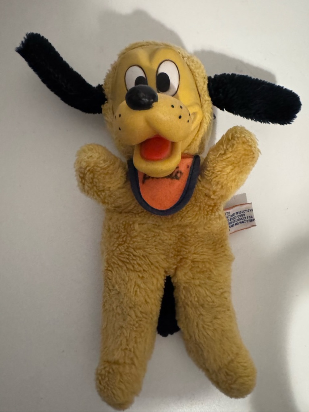 Pluto Dog Walt Disney World Vintage 1960’s Rubber Face Plush Nutshell Stuffing